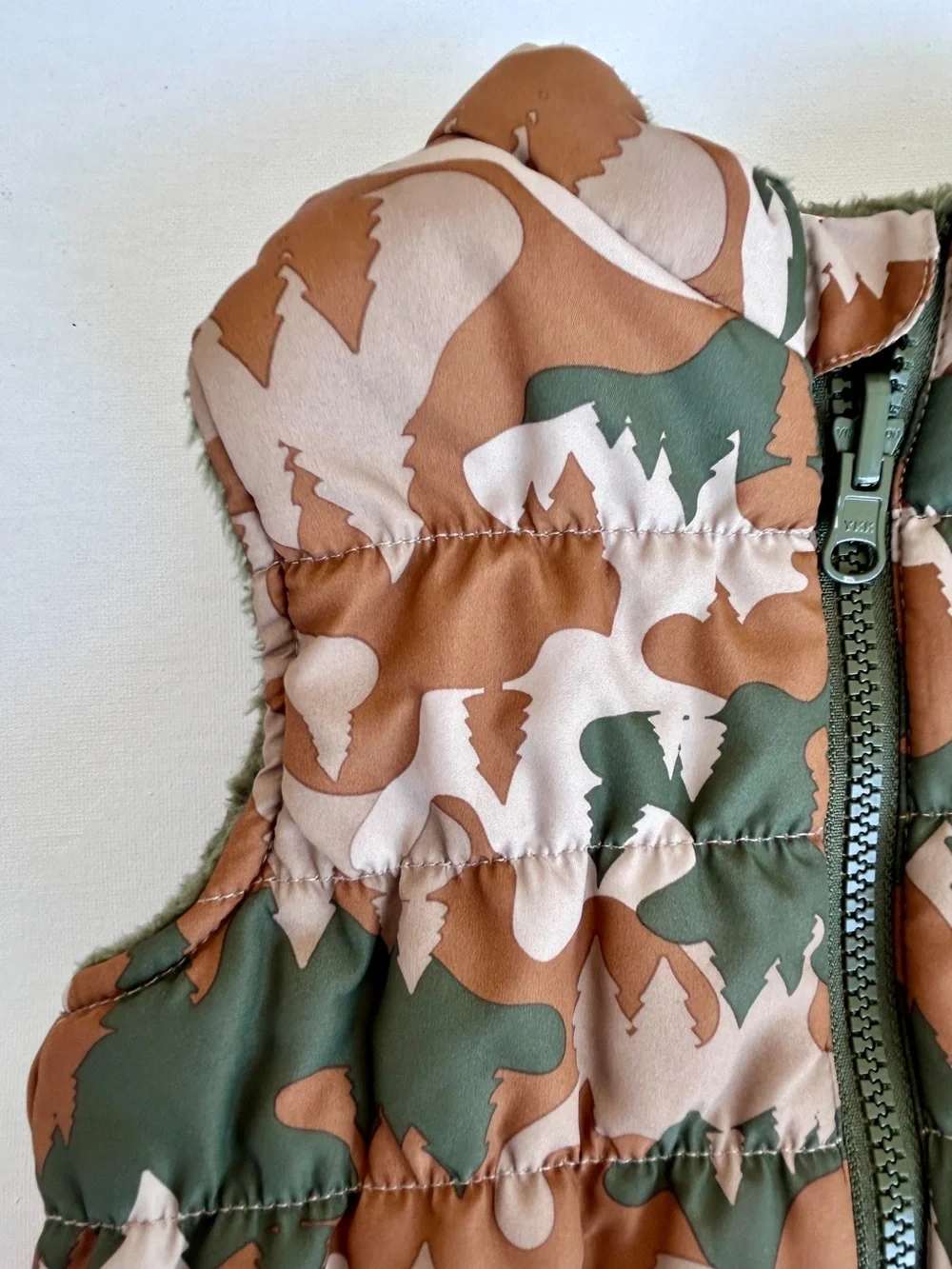 Wonder Nation 18 months camouflage woodland puffer vest faux fur